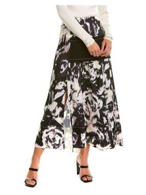 3.1 PHILLIP LIM Womens Abstract Midi Skirt Black Multi Size 4